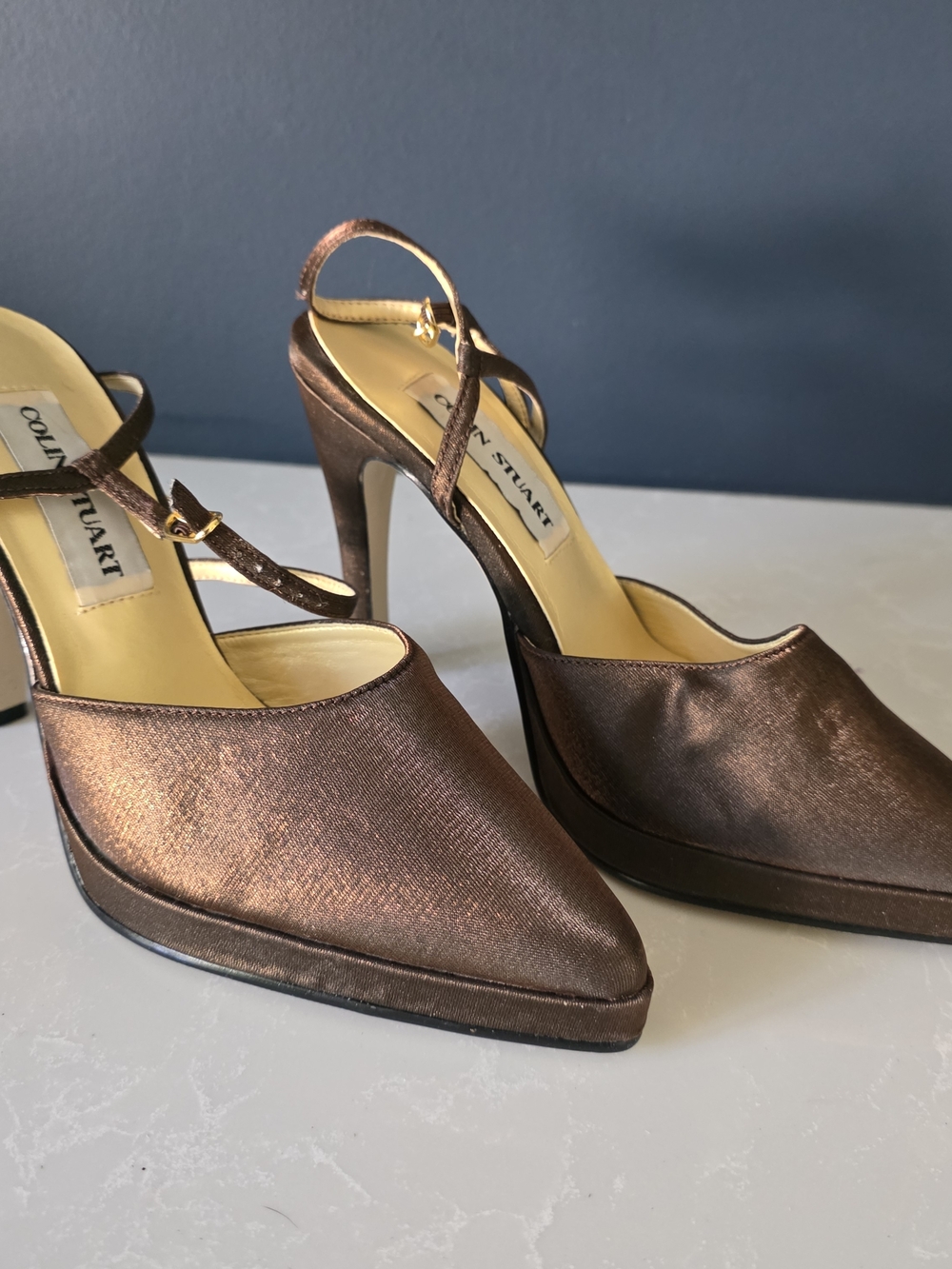 Colin Stuart Metallic Bronze Pointed Slingback Heels